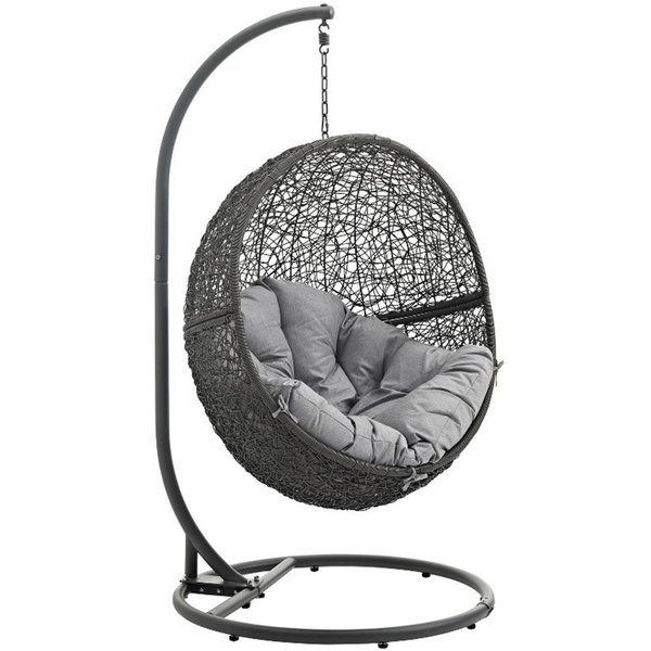 Modway Hide Outdoor Patio Swing Chair with Stand, Gray EEI-2273-GRY-GRY